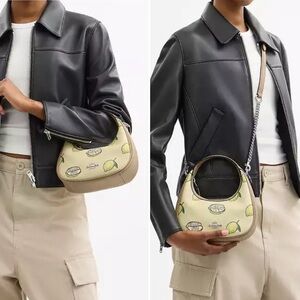 NWT COACH Carmen Mini Crossbody shoulder bag Lemon Print tag tassel charm CAL00